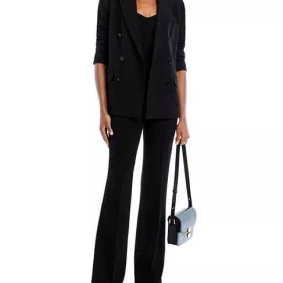 THEORY Demitria Admiral Crepe Flared Pants - BLACK  Work Pants Side Zip - Picture 7 of 7